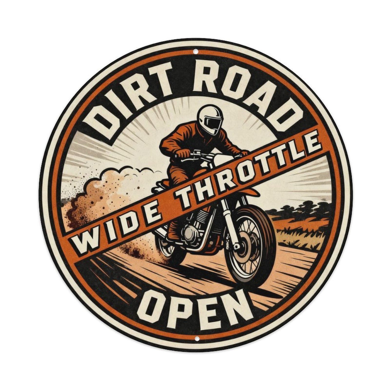 Dirt Road Wide Throttle Open Metal Tin Sign Plaque