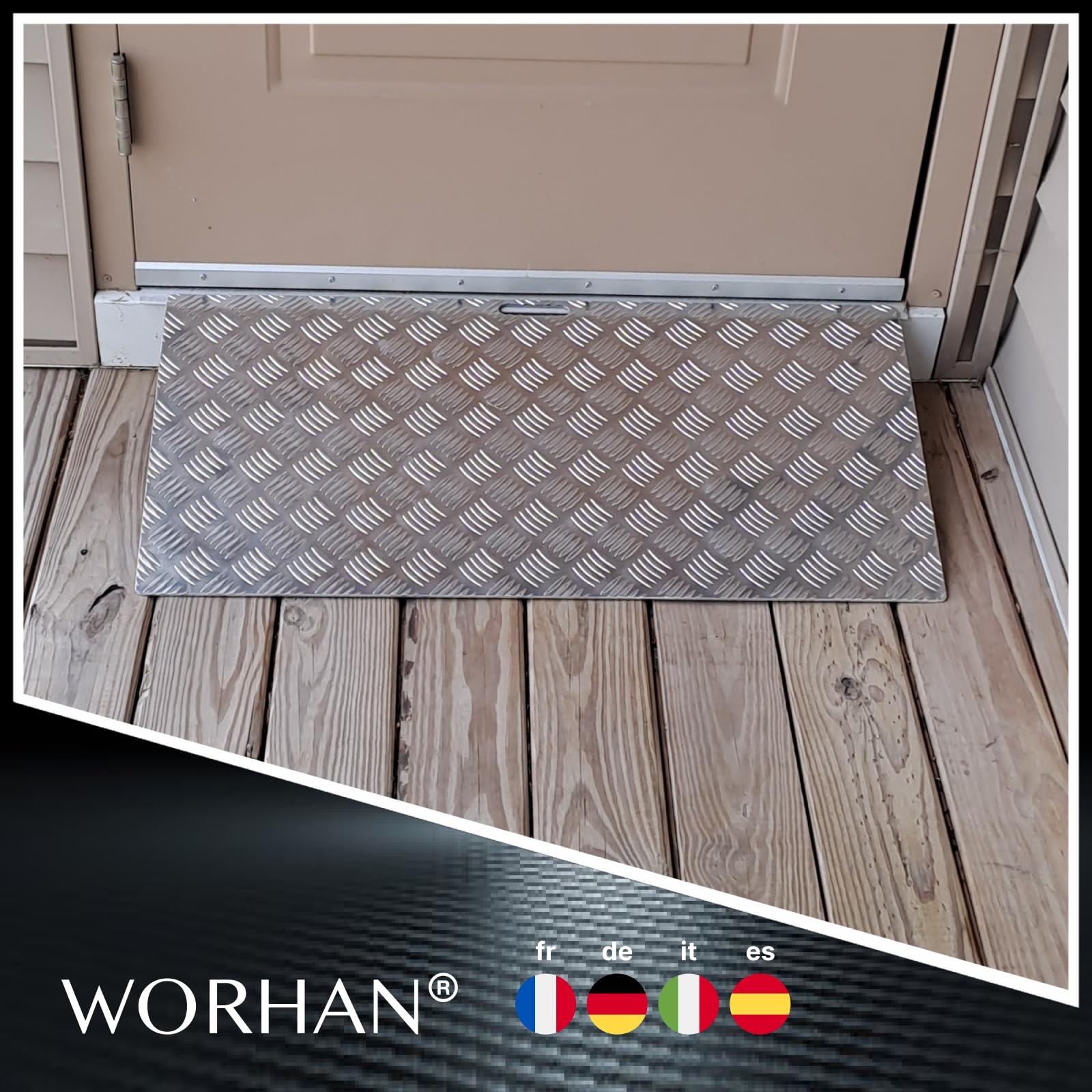 Mobil Schwellenrampe Variable Höhenverstellung Ladeplattform Stufenrampen Rollstuhlrampe Alu Aluminium Rampe Türschwellenrampe 1TR90