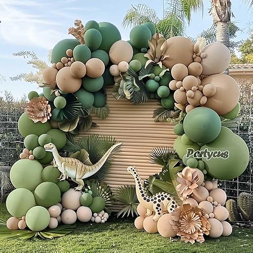 Miniatura 6 de Kit de arco de globos verde salvia y marrón, doble relleno, verde oliva, polvoriento, bronceado, blanco, arena, albaricoque, guirnalda de globos de