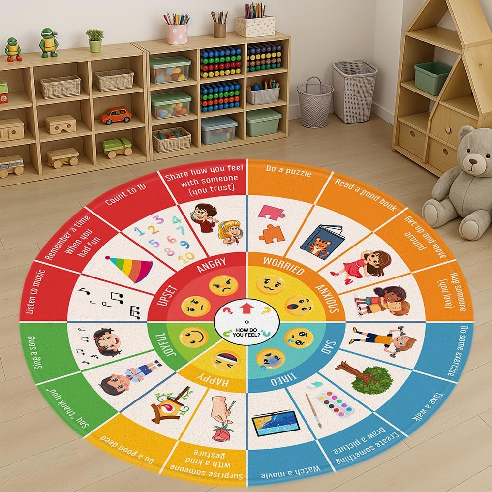 Emotions Rug Amazon.com: Wheel of Feelings and Emotions Round Rug, Mental Health ...