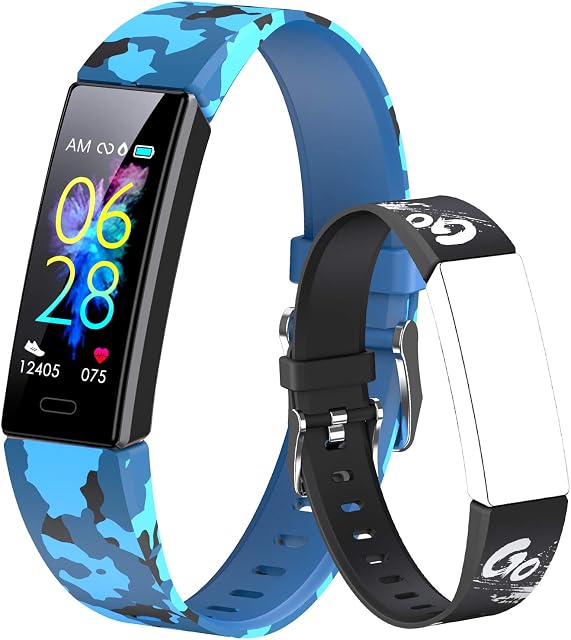 Dwfit Kids Fitness Tracker for Kids Girls Boys Teens,IP68 Waterproof Activity Tracker,Pedometer,Heart Rate Sleep Monitor,11 Sport Modes Health with Pedometer Alarm Clock,Great Kids Gift for Boys Girls