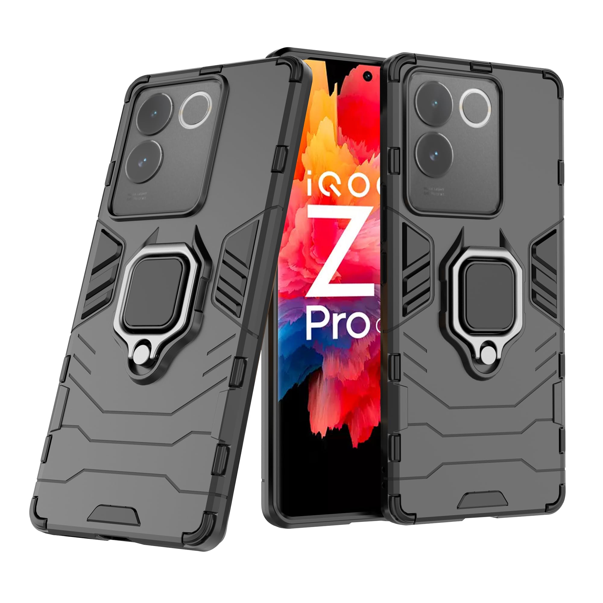 CEDO Rugged iQOO Z7 Pro (5G) / Vivo T2 Pro (5G) Defender Case | Rotating Ring Holder & Kickstand in-Built | Military Grade Armor | Bumper Back Cover (Black) (B0CMD82HDJ) Amazon Price History, Amazon Price Tracker