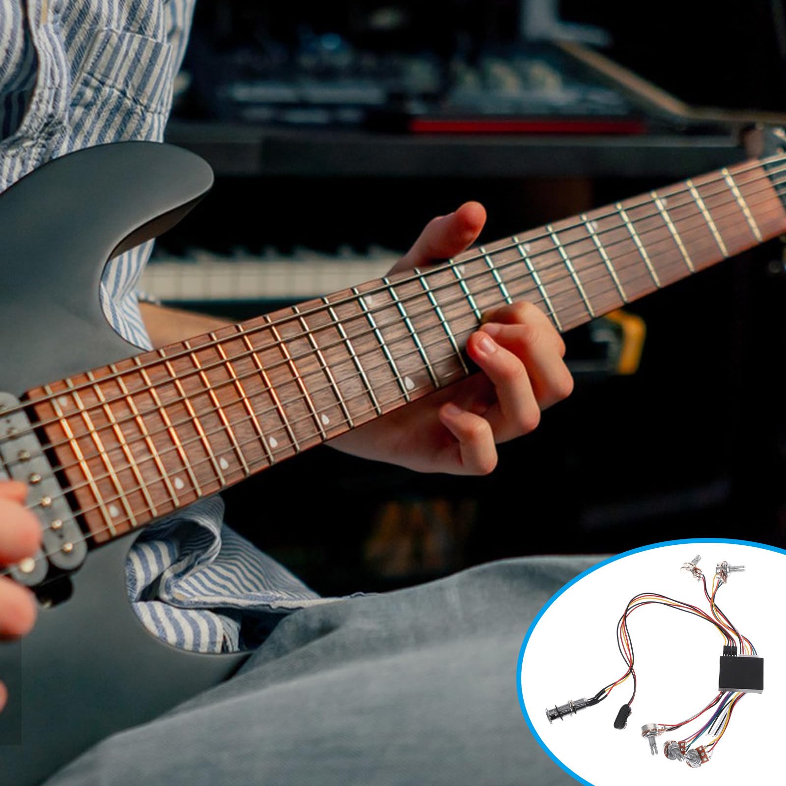 ibasenice Kabelbaum für Bassgitarre und E-gitarre mit 3-band Schaltung Bass/mittel/höhenregelung und Master Volume aus Kunststoff und Metall für Gitarrenzubehör