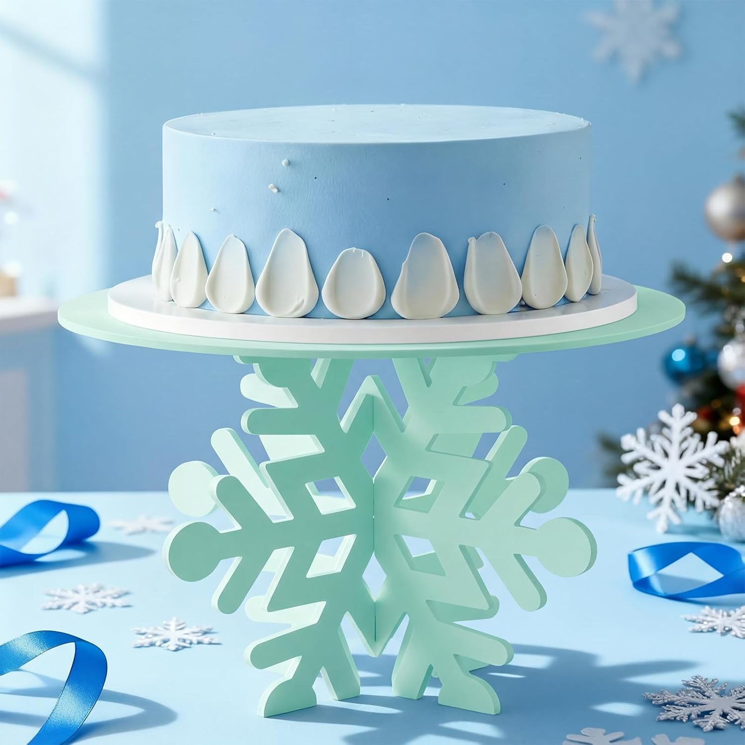 Lallisa 12" Snowflake Frozen Cake Stand Frozen Birthday Party Decorations image 3
