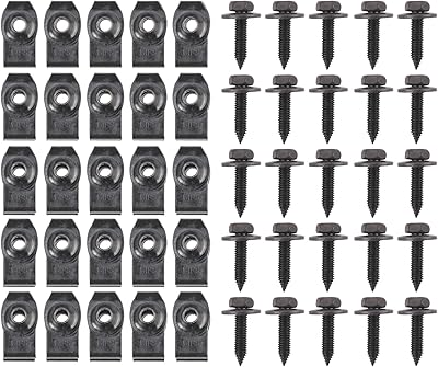 MOTOALL Engine Under Cover 5/16 Body Bolts & U-Nut Clips, Splash Shield Guard Body Bolts Bumper Fender Fastener Rivet Clip...