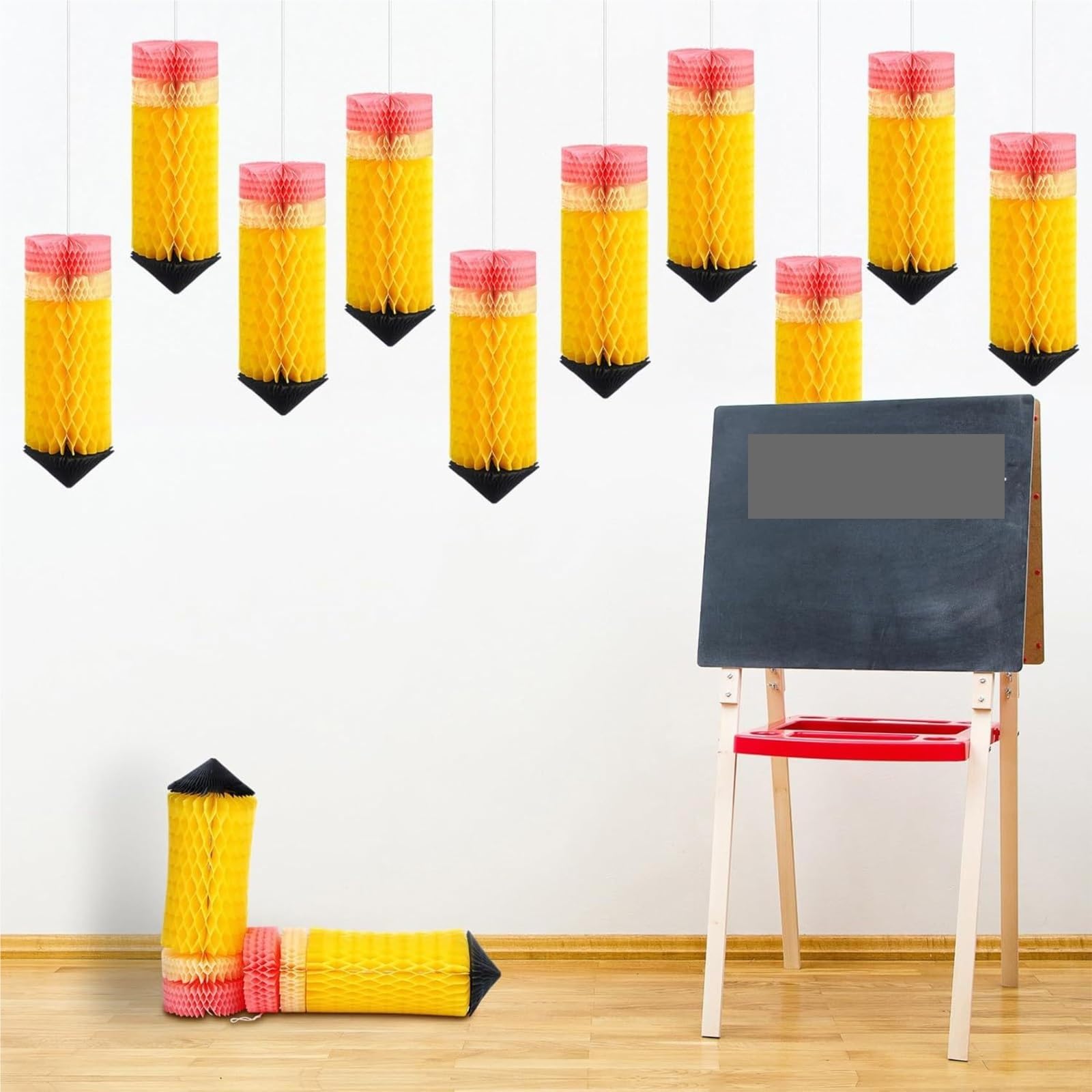 Farolillos De Papel Exterior Pack De 6 Adornos Colgantes Lápices En Forma Panal For La Vuelta Al Los Profesores Linternas Decorativa