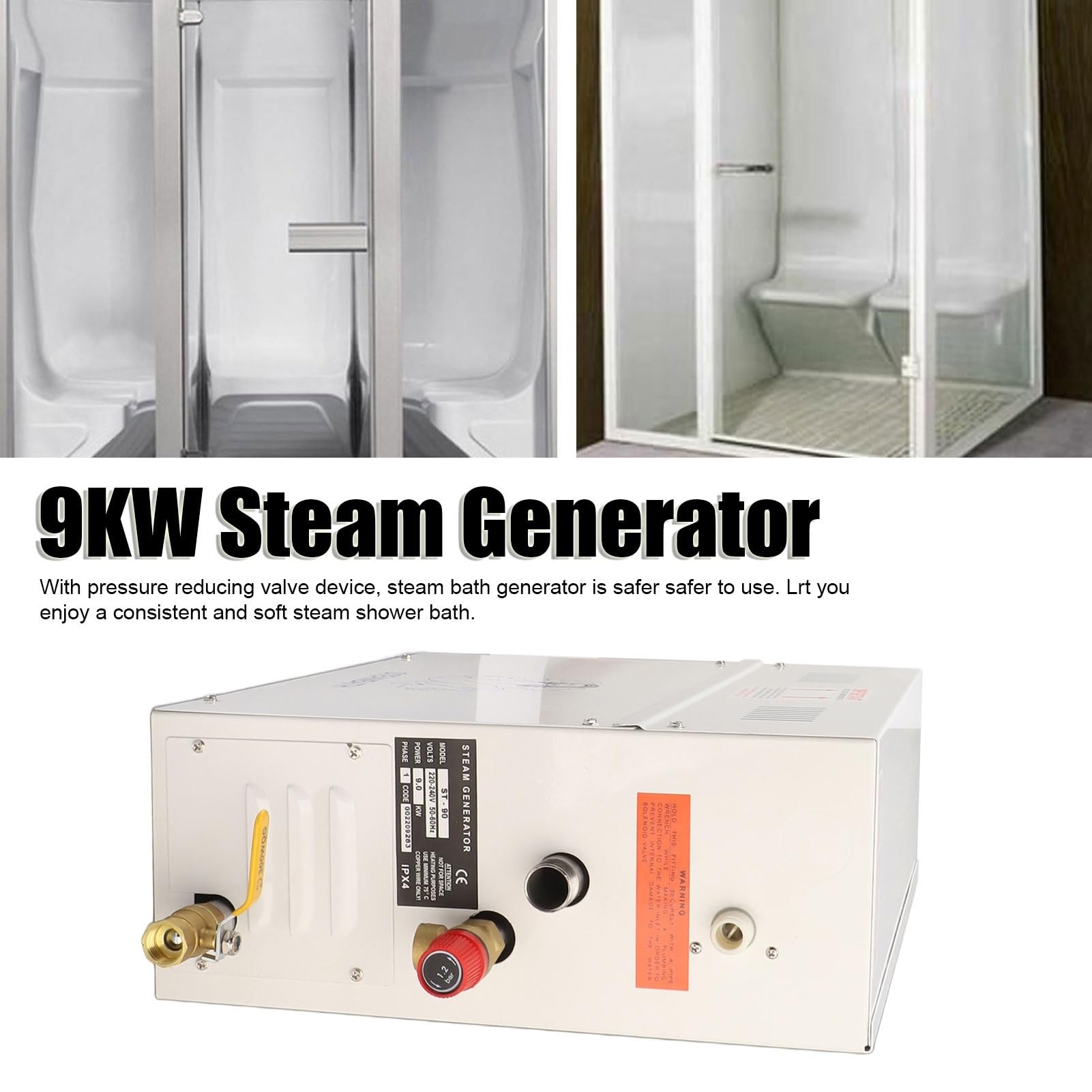 Generator łaźni parowej Sauna łazienkowa o mocy 9 kW, generator pary Samoodpływowy system generatora prysznica parowego do spa do sauny i prysznica w domu