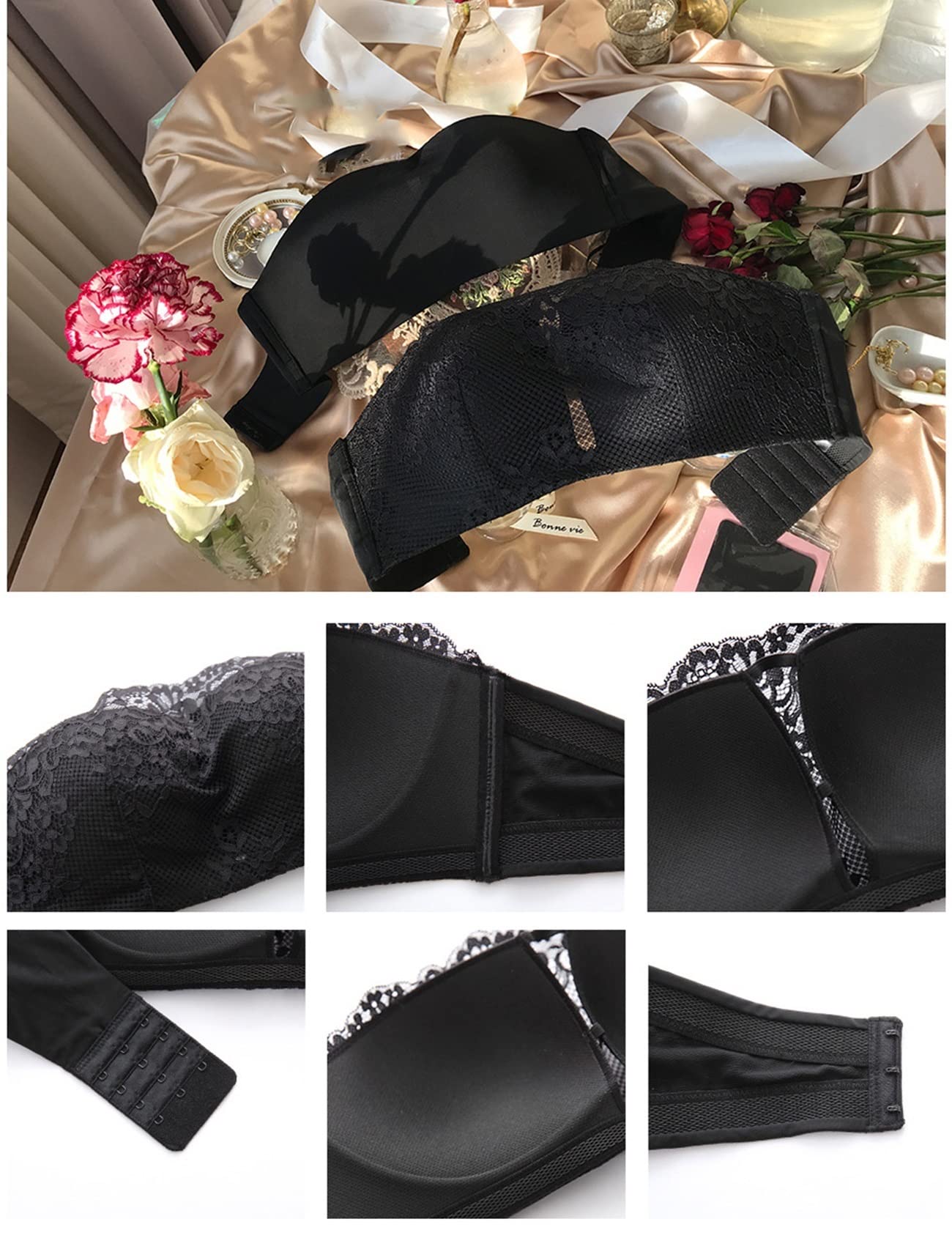 Reggiseni a 1/2 Tazza per Donna Reggiseno sollevabile Senza Spalline Senza Fili Estate Invisibile Comfort Crop Top a Tubo Lingerie
