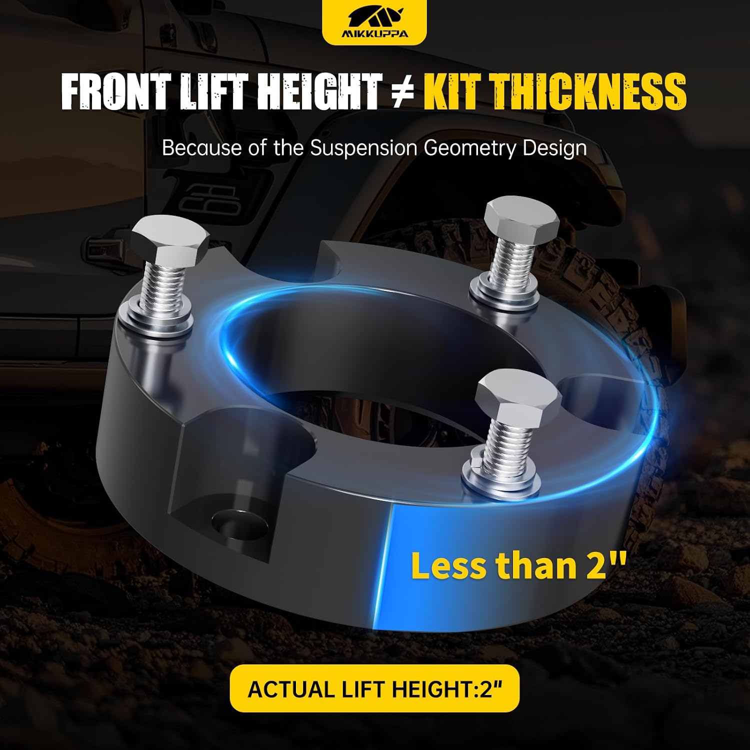 MIKKUPPA 2" Leveling Kits Compatible with 2005-2023 Toyota Tacoma, 2003-2024 4Runner, 2007-2015 FJ Cruiser (2WD/4WD) - 2 Inch Front Strut Spacer Suspension Lift Kits Lift Blocks