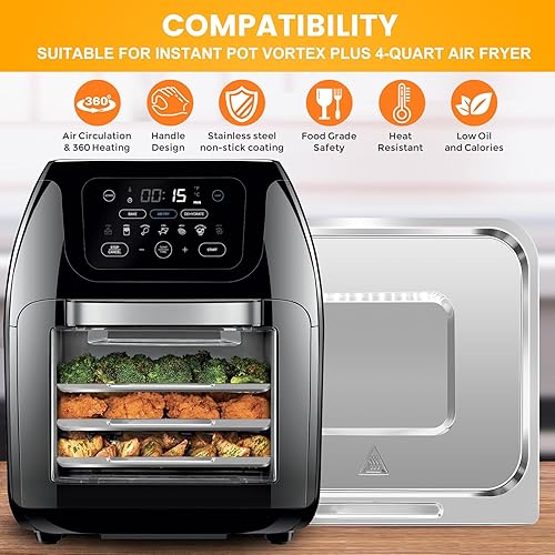 Miniatura 3 de Sartén para freidora de aire CHEFMAN de 10 cuartos de galón de capacidad, freidora de aire digital multifuncional, 9.4 x 8.8 pulgadas, bandeja de