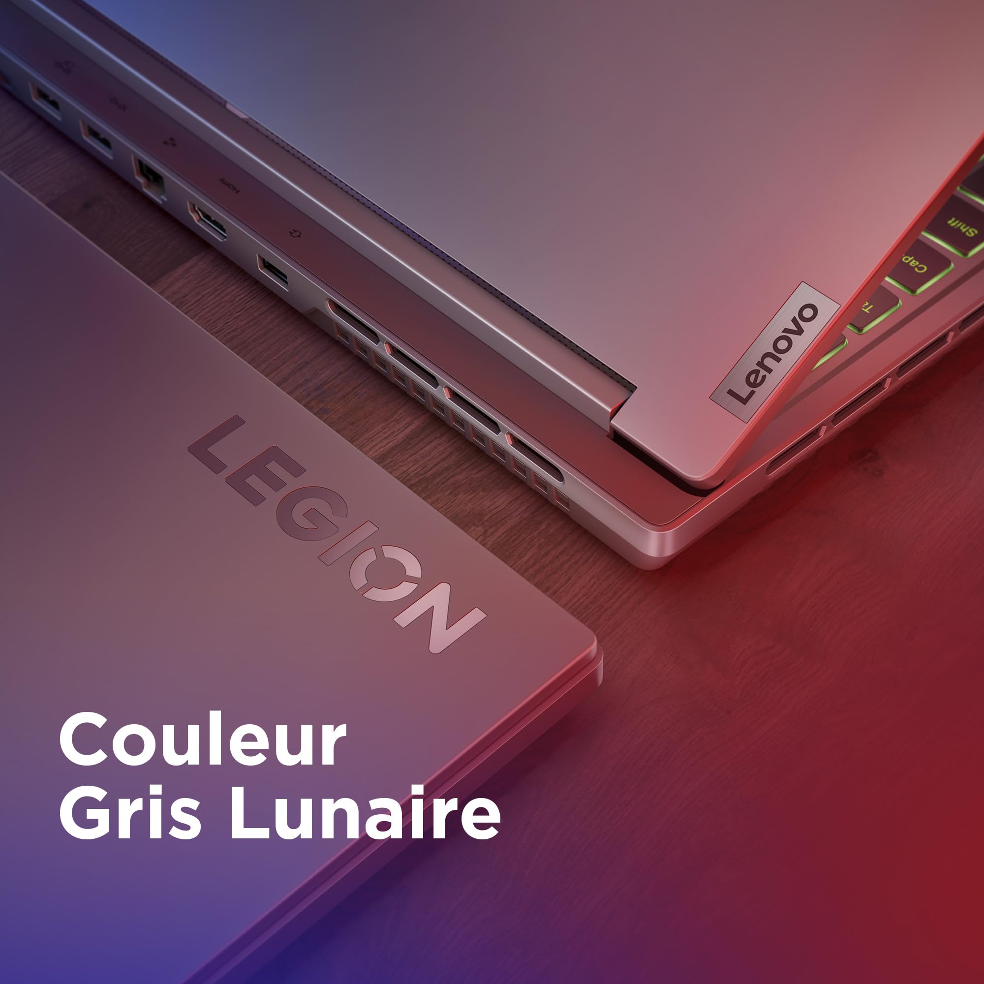Lenovo Legion Slim 5 16ARP9 - Ordinateur Portable Gaming 16'' WQXGA 165Hz (AMD Ryzen 7 7435HS, RAM 16Go, SSD 512Go, NVIDIA RTX 4060 8Go, Windows 11 Home) Clavier rétroéclairé AZERTY - Gris