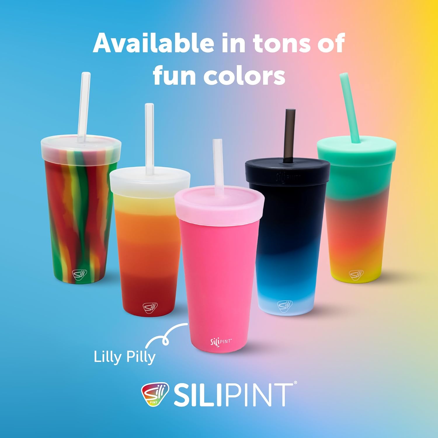 Silipint 22oz Silicone Tumbler with Straw Lid – Unbreakable, Non-Toxic, Dishwasher Safe & Spill Proof Tumbler – Perfect Leakproof Travel Mug for Smoothie, Coffee, Juice, Water, Cocktail, Pack of 4