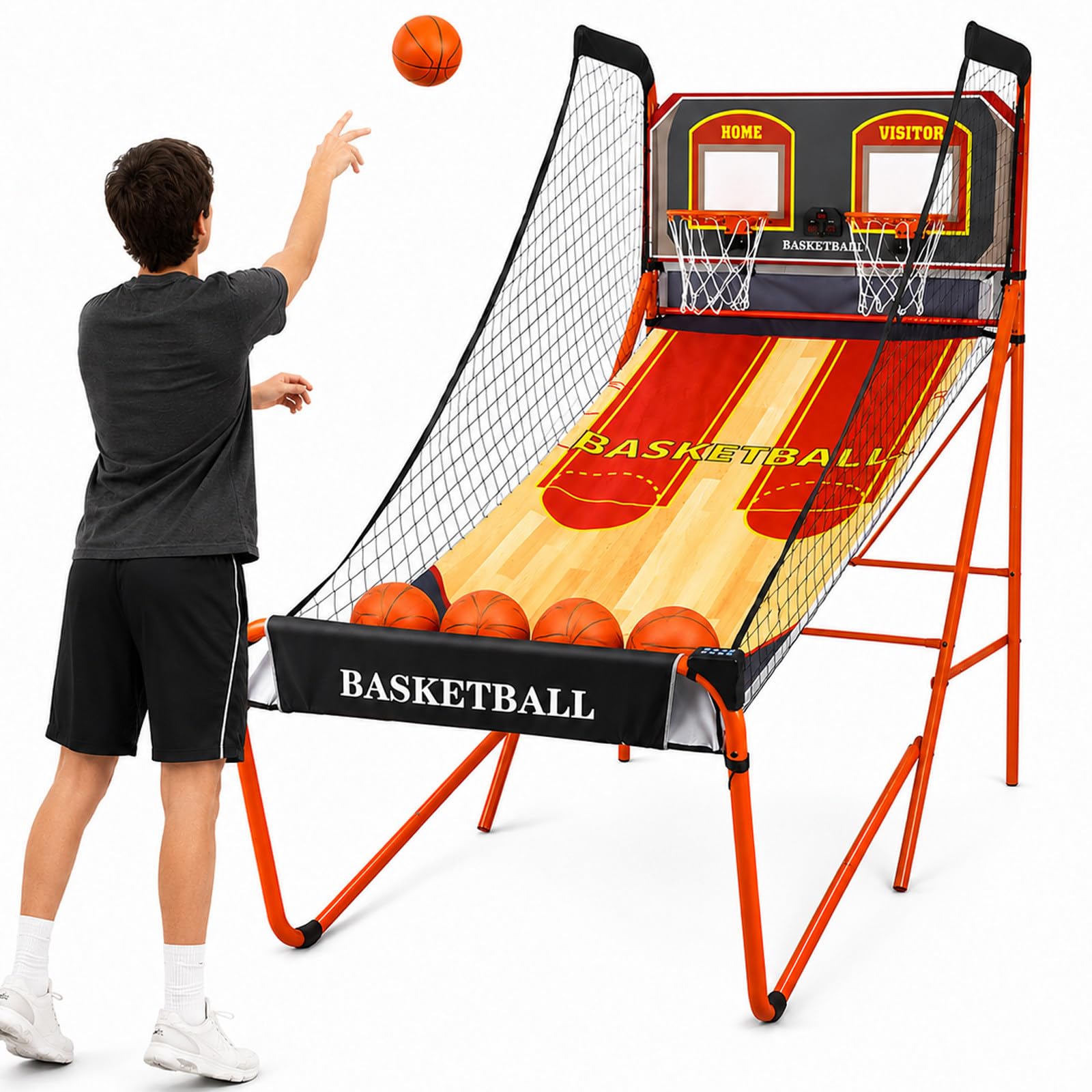Gioco Basket Interno, Doppio Canestro, 8 modalità, Pieghevole