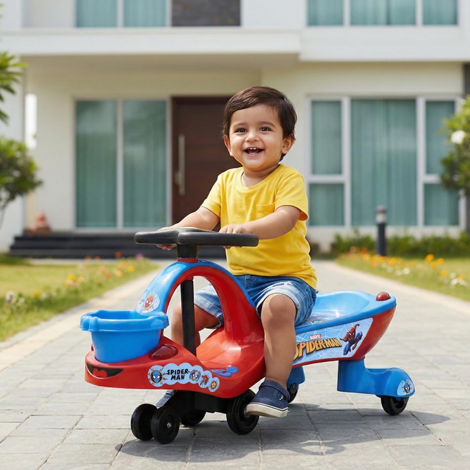 Toyzone Spiderman Magic Car | Swing Car | Ride-on with Front Basket | Elegant Design | Non Battery Operated Ride On | Make in India | for Kids 2+ Years-image-34