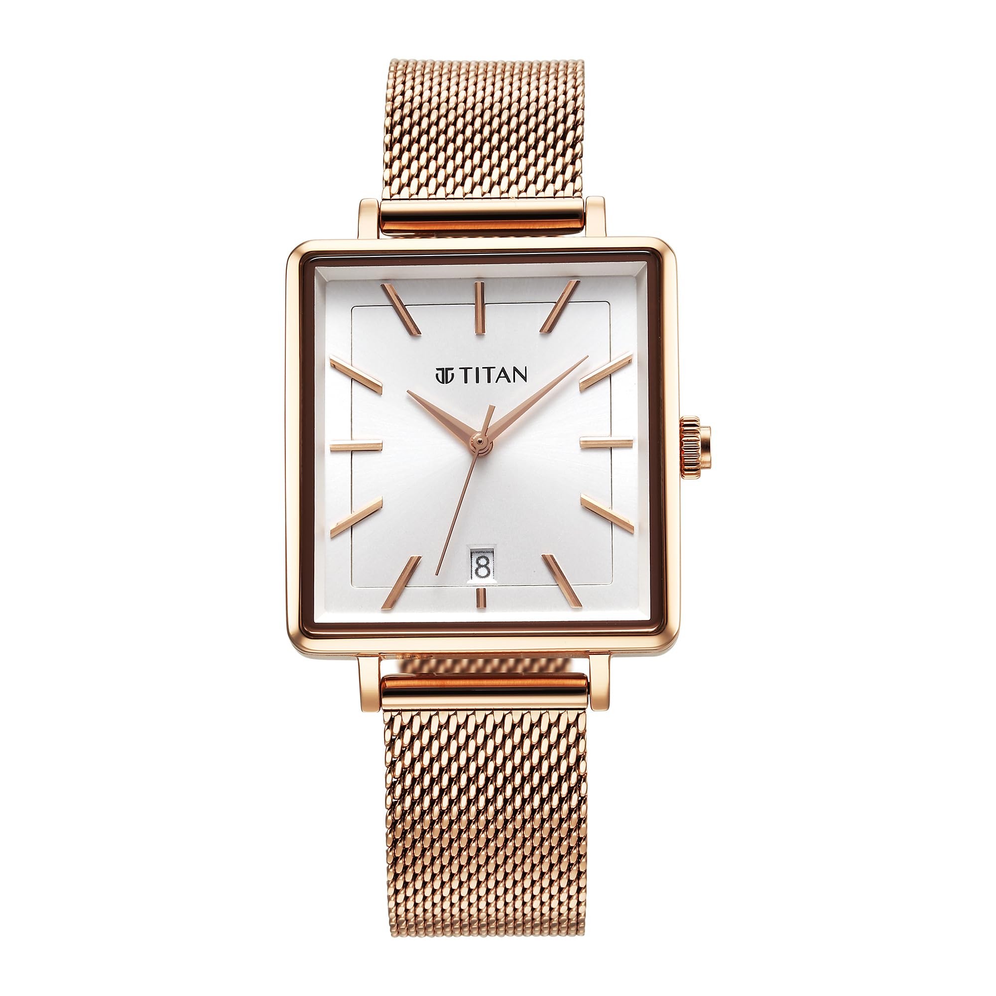 Titan Minimalists Quartz Analog with Date Silver Dial Rose Gold Stainless Steel Strap Watch for Women-NS94205WM01 (B0CCS545C1) Amazon Price History, Amazon Price Tracker