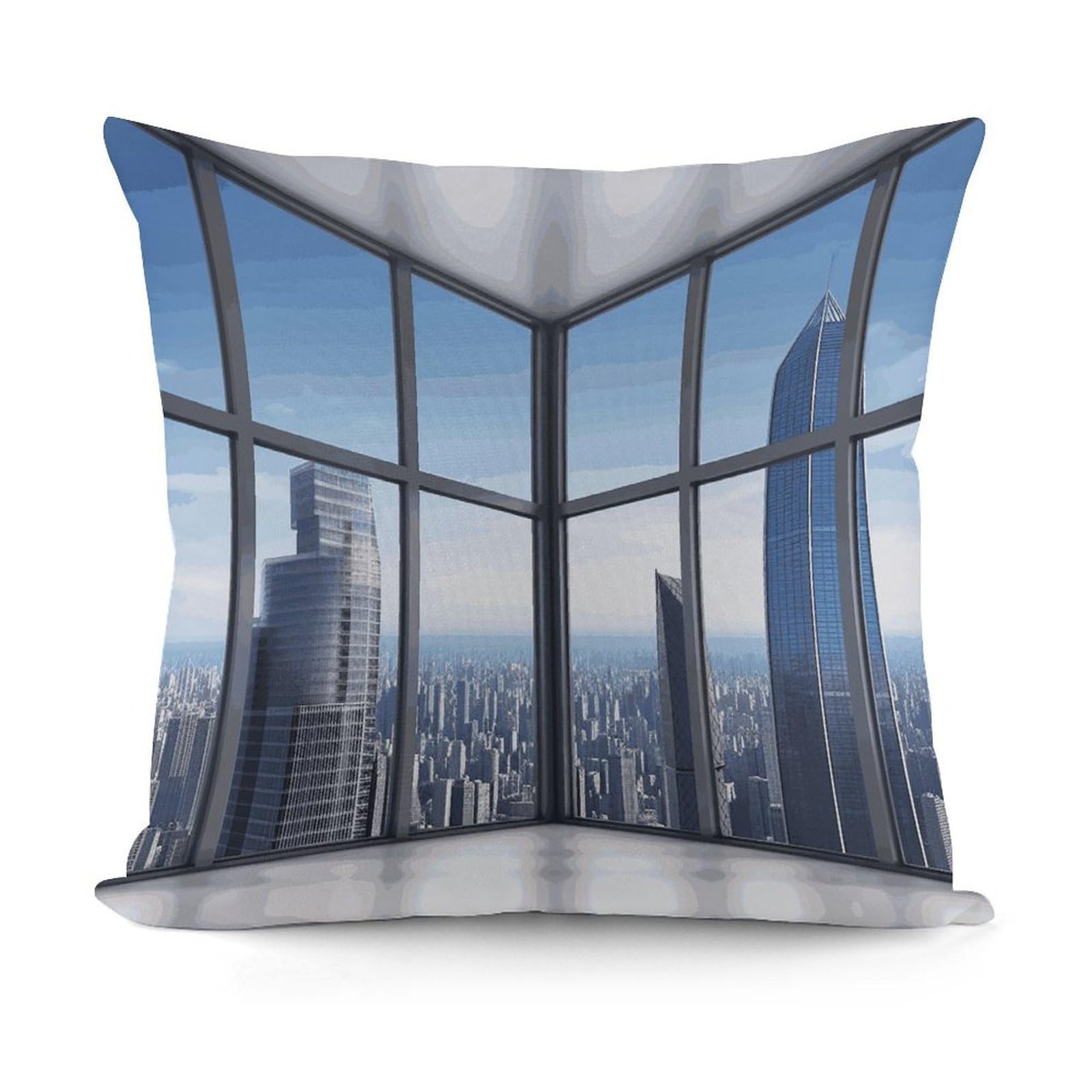 Adfgyerh Style Skyscraper Buildings Decorative Pillow Covers, Throw Pillow Covers Soft For All Seasons, Pillowcases For Couch Living Room Sofa Bedroom 18X18 Inch