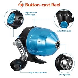 PLUSINNO Kids Fishing Pole with Spincast Reel Telescopic Fishing Rod Combo Full Kits for Boys, Girls, and Adults(Black, 150cm 59.02In)