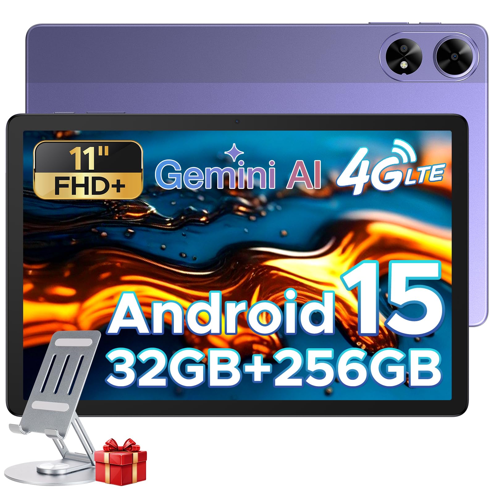 DOOGEE Tab G6+ Tablet 11 Pollici, 32GB+256GB/2TB Tablet Android 15, 4G LTE + 5G WiFi, 1920x1200 FHD+ IPS, Unisoc T7280 Octa Core Tablets Gaming, 8000mAh/Widevine L1/Face ID/GPS/BT5.0/OTG - Viola