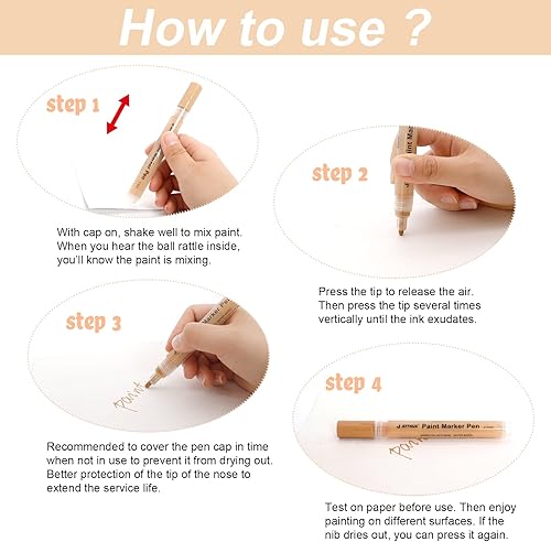 Miniatura 7 de Bolígrafos de pintura acrílica de tono de piel, marcadores de pintura para madera, vidrio, tela, rocas (tono de piel de 0.079 in)