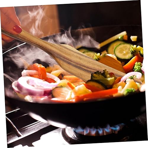 Miniatura 5 de CIYODO Suministros de madera no natural con cabeza portátil, herramientas de mango para agitar, servir con espuelas de wok largas y antiadherentes,