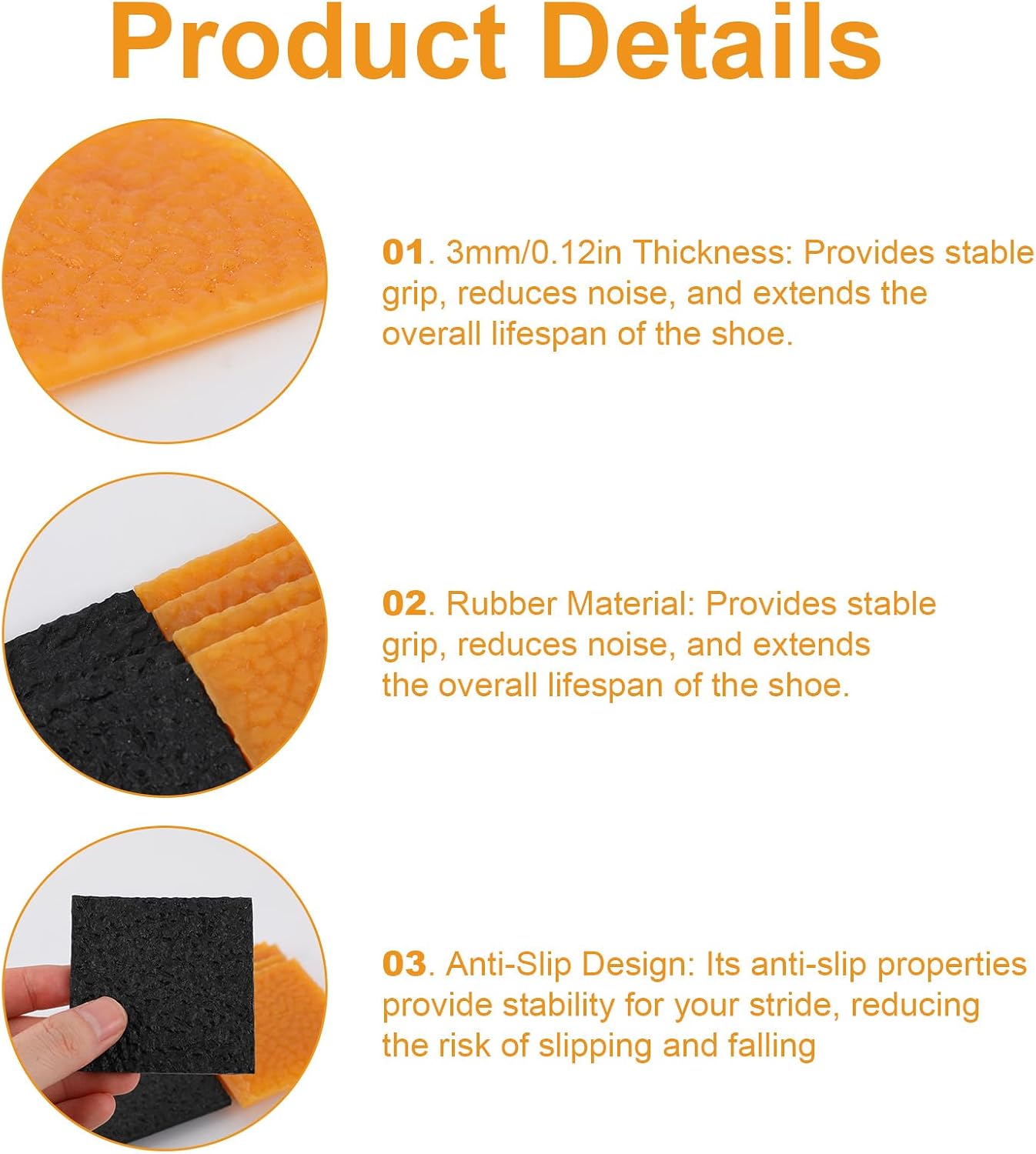 Penitue 8pcs High Heel Repair Patches, Square Rubber Sole Protectors Anti-Slip Heel Replacement Caps for Boots & Dress Shoes (Black & Yellow)