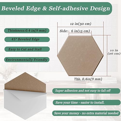Miniatura 4 de Hexagonal Acoustic Panels-12 Pack High-Density Sound Absorbing Panels 12"X10"X0.4" for Enhanced Noise Reduction, DIY Design, Idea for Studios,
