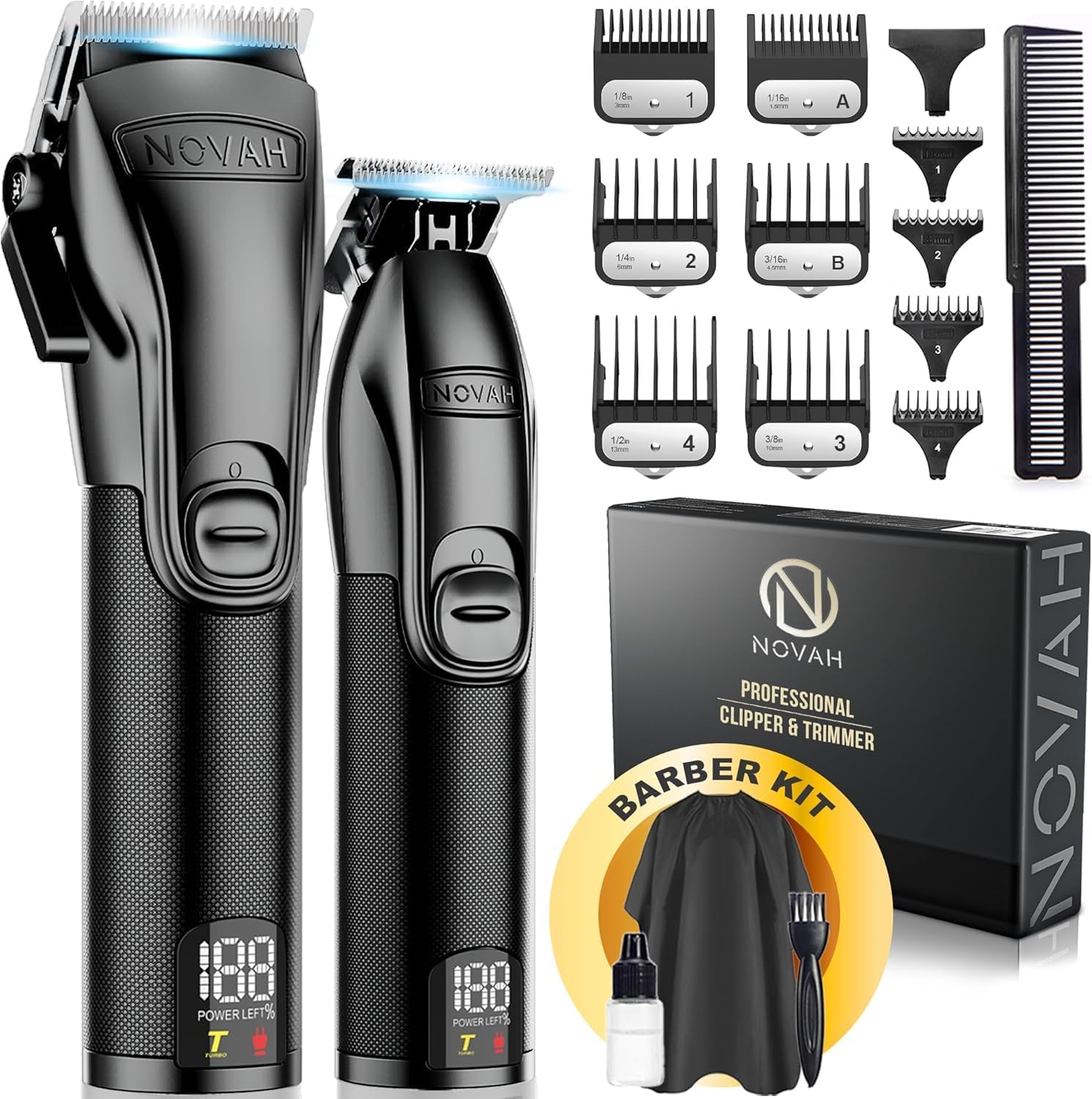 Professional Hair Clippers for Men, Professional Barber Clippers and Trimmer Set, Mens Cordless Hair Clippers for Barbers Haircut Fading Kit Fade