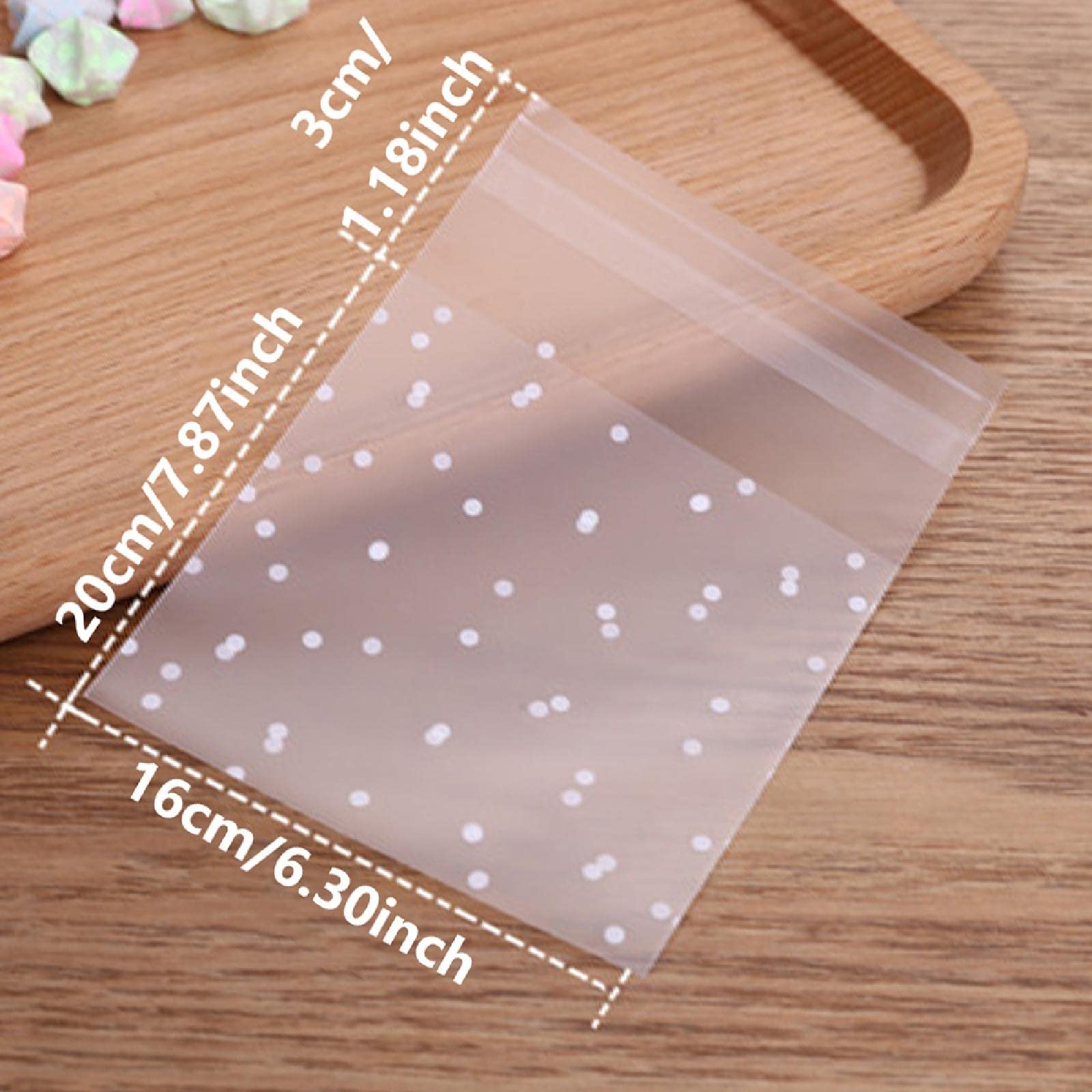 TopHomer 16×20CM Bolsas Autoadhesivas de Puntos OPP Bolsas de Galletas Bolsas de celofán OPP Transparentes, Bolsas de Dulces para jabón Chocolate Alimentos 300PCS