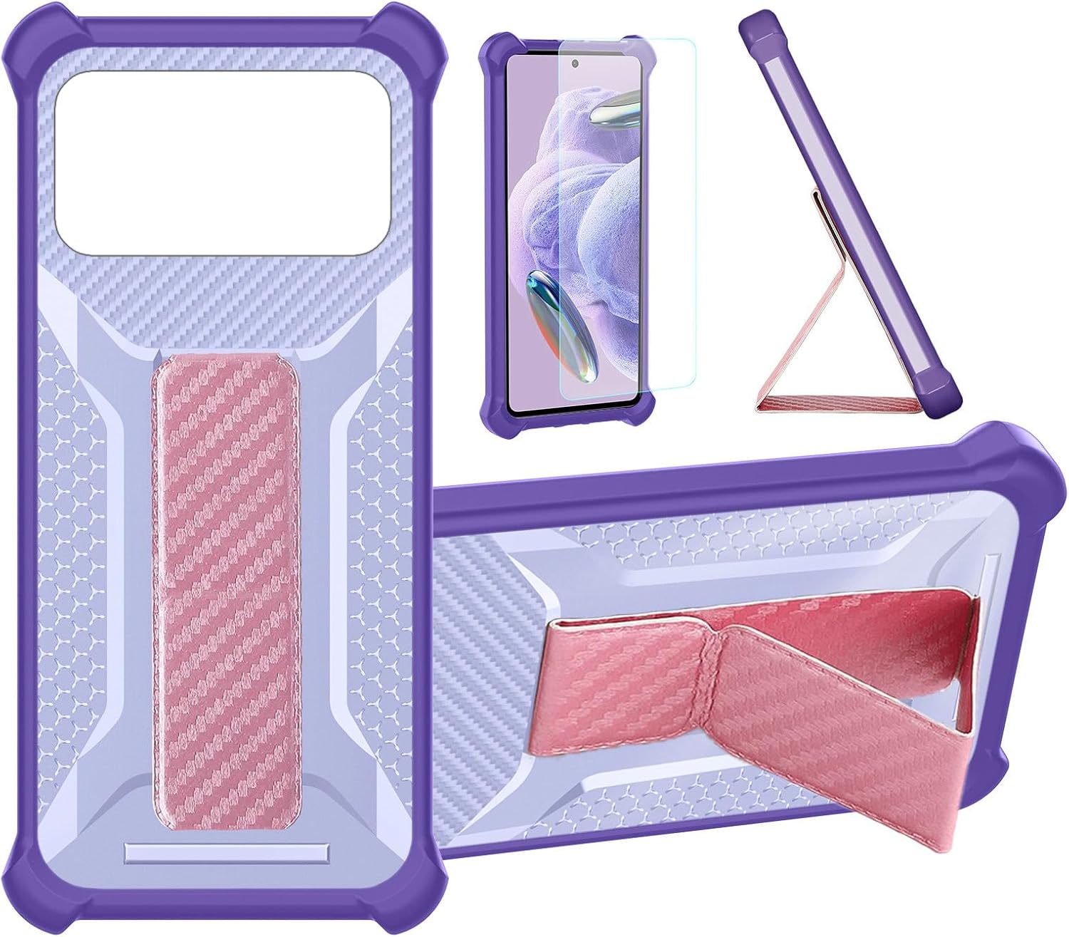 Aroepurt Case Compatible for Universal Phone 1 UBS1 Phone Case Stand Cover [with Tempered Glass Screen Protector] Hybrid Case [Folding Support Magnetic] [Frosted Anti-Fingerprint] Purple