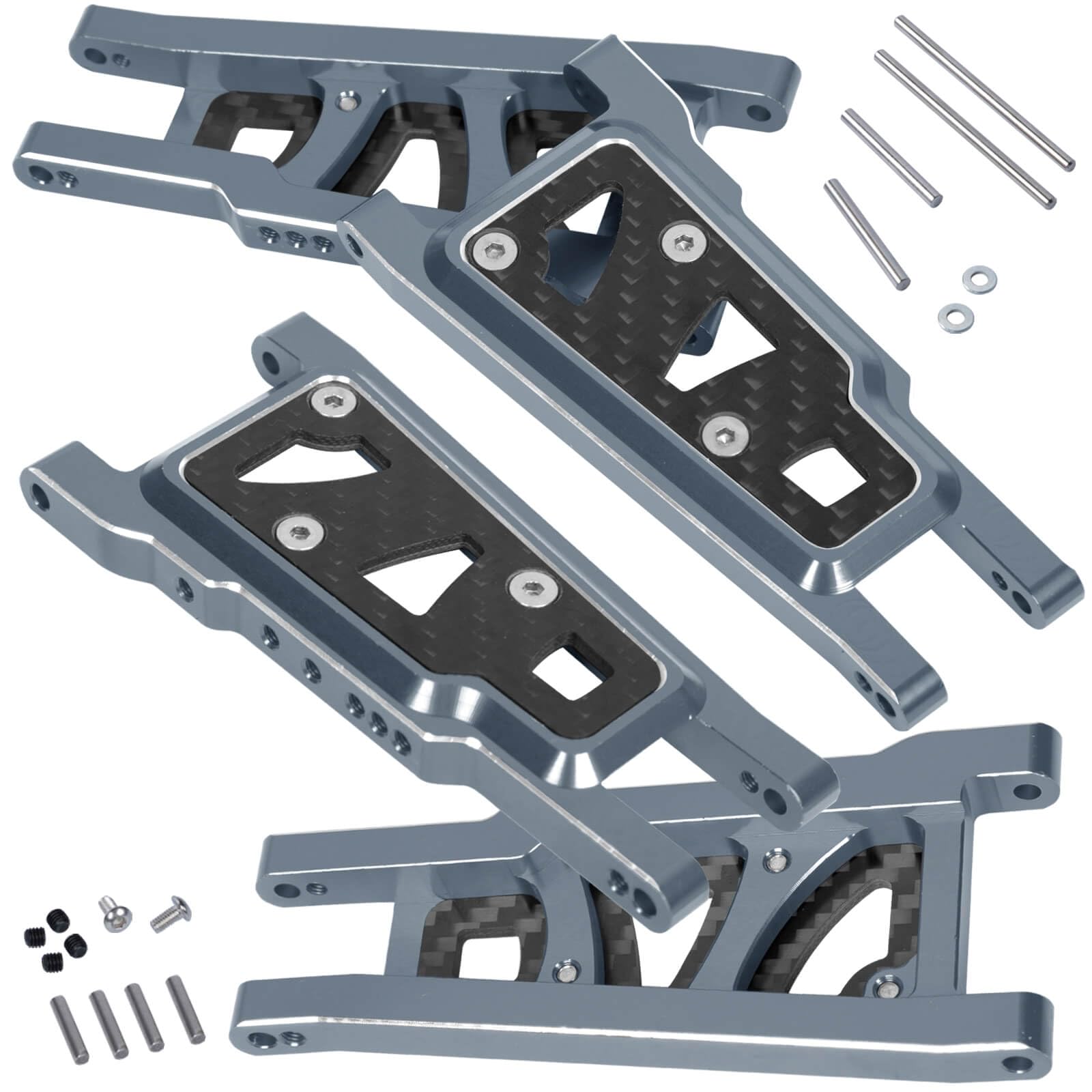 BRCatWPark RC Suspension Arms A-Arms Upgrades Part for 1/10 Slash 4X4 VXL/Rustler 4X4 VXL/Stampede 4WD VXL,4PCS Aluminum Alloy Suspension A Arms Hops up,Titanium