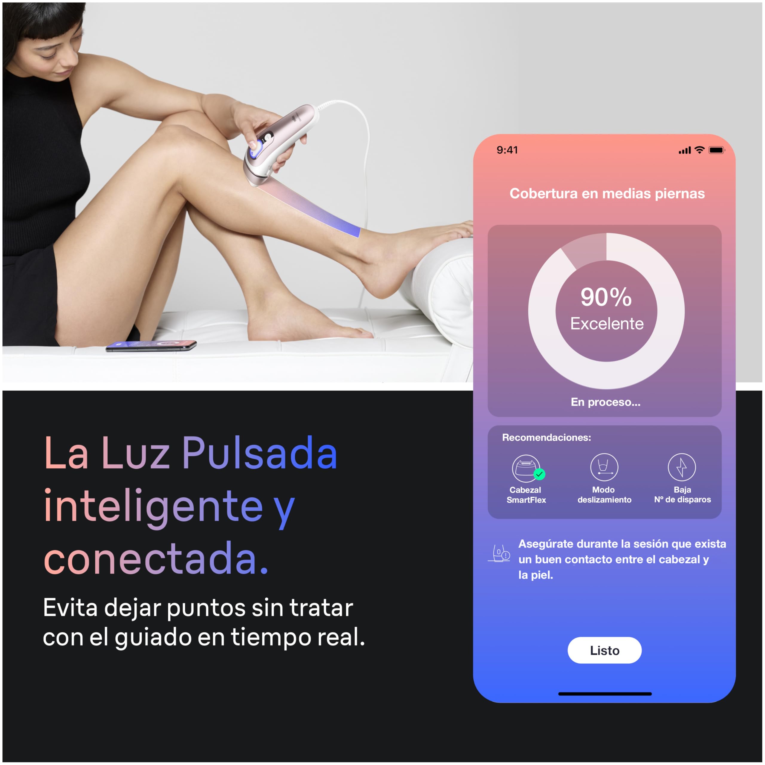 Braun Depiladora Luz Pulsada Smart IPL Skin i·expert, Depiladora Laser con 4 Cabezales, Neceser, Mini Depiladora Facial Y Maquinilla Venus, Depilación Láser en Casa, PL7442, Blanco/Bronce - 4