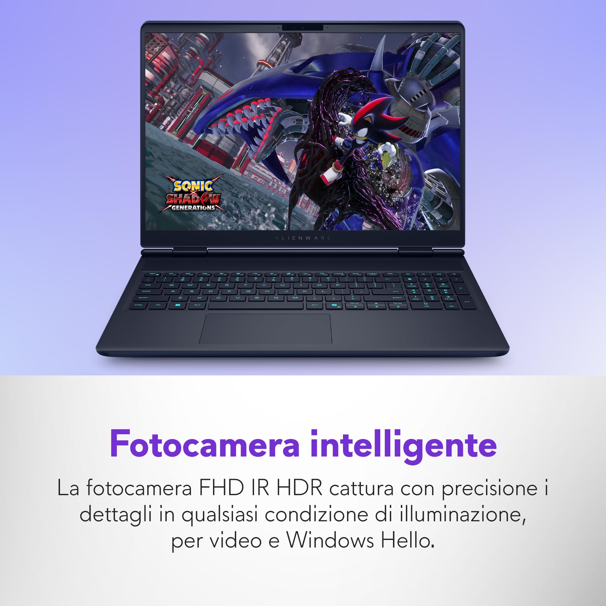 Alienware 16x Aurora Gaming Laptop AC16251 16" WQXGA 240Hz G-Sync Display, Intel Core Ultra 9 275HX Series 2, NVIDIA RTX 5070, 32GB RAM, 1TB SSD, 3 mesi di Game Pass, Win 11 Home, RGB AlienFX QWERTY