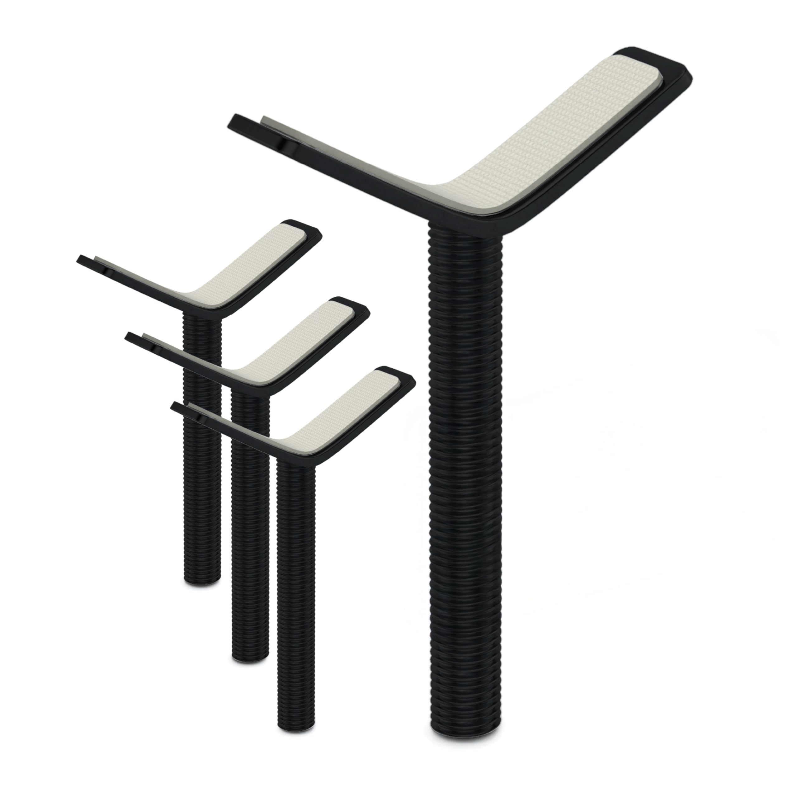 BOMI Y-Adapter 4er Set Schwarz I Metall Spindel für Türschutzgitter und Treppengitter I M10 Gewinde, geeignet für Geländer bis 60 mm I Anti-Rutsch Funktion | Zubehör für Kinderschutzgitter ohne Bohren