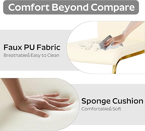 Miniatura 39 de Juego de mesa de comedor de 7 piezas para 6, mesa rectangular moderna de cristal con 6 sillas tapizadas de cuero, juegos de mesa y sillas de comedor