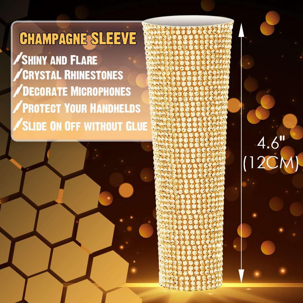 B58 Champagner-Gold-Abdeckung, schmücken, universelles kabelgebundenes Mikrofon, SM58LC, Beta 58a, Glitzer-Strass-Hülle, Ersatz, glänzend auf Hochzeiten, Partys, Touren, TV-Shows