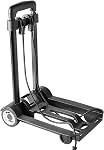 ZOENHOU 25KG 55Lbs Camion à main pliant noir et dolly, chariot de construction solide, 2 Chariot à bagages avec roues 1 Cordon et 1 Poche de rangement de paquet Compact, pour sac à dos, Voyage, Bureau