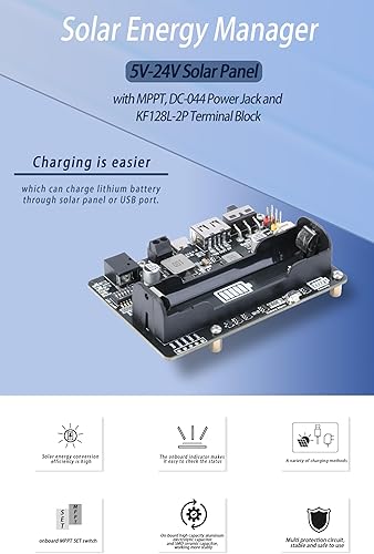 Miniatura 5 de Módulo de administrador de energía solar/energía, energía solar para panel solar de 5 V-24 V, soporta panel solar o puerto USB Ba-ttery carga