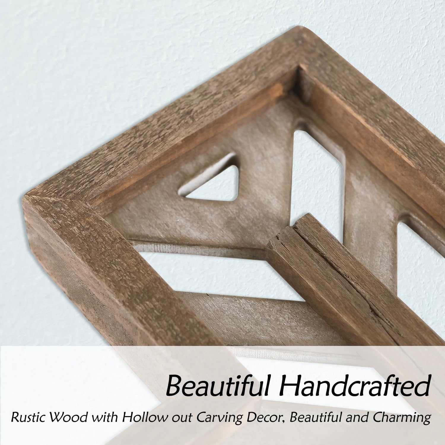 Crucifix Wall Cross - 12 Inch Handmade Unique Rustic Wooden Catholic Spiritual Art Church Home Room Decor - Brown