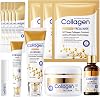 Collagen Skincare Set 13PCS, Anti Aging Skin Care Set: Face Cleanser & Face Serum & Eye Cream & Face Cream & 3PCS Face Mask & 5PCS Sleep Mask & Lip Balm, Reduce Wrinkles, Skin Care Gift Sets for Women