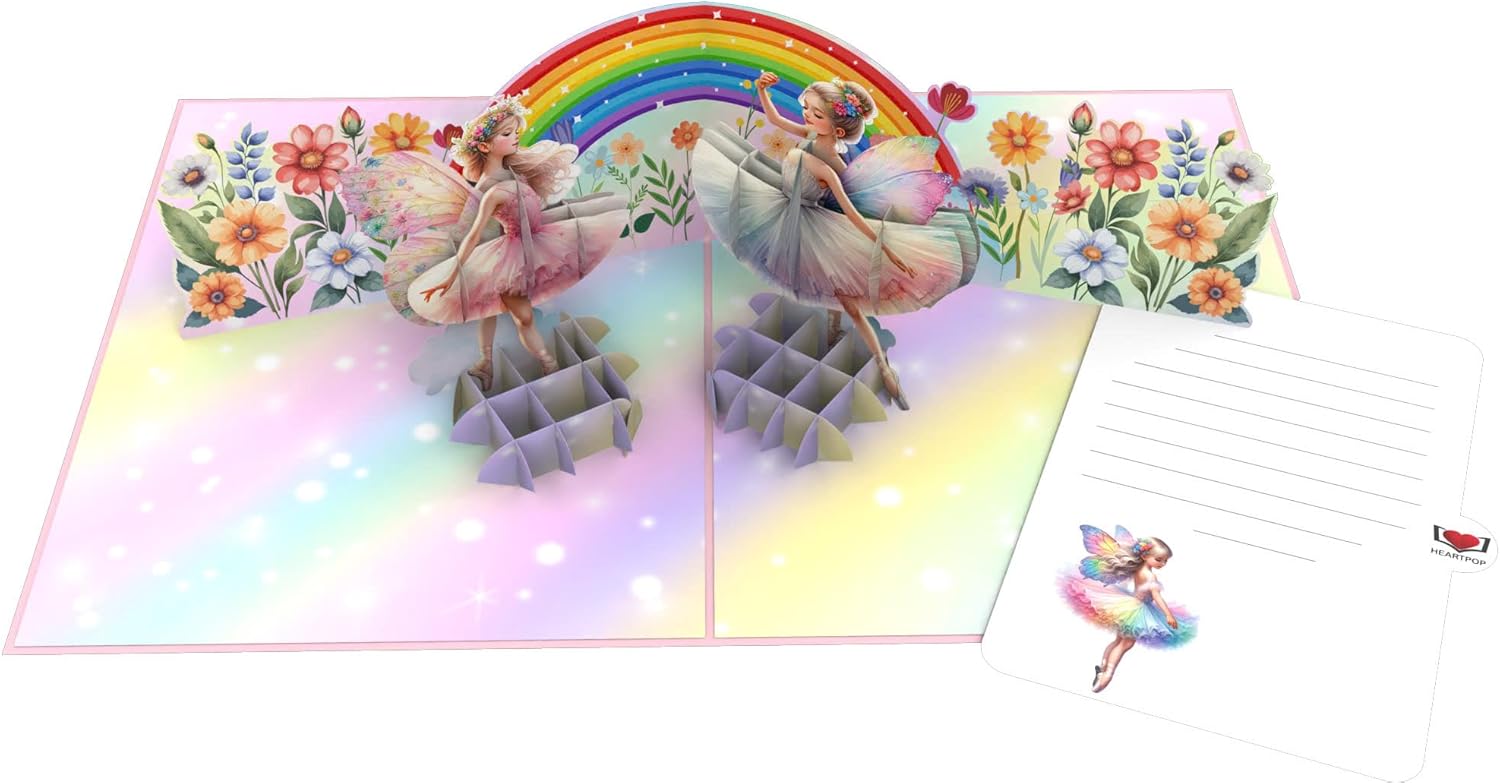 HEARTPOP Fairy and Rainbow Pop Up Card, Handmade 3D Greeting Card For All Occasion, Birthday, Mothers day, Daughter, Thinking of You, Thank you, Celebration - Image 3