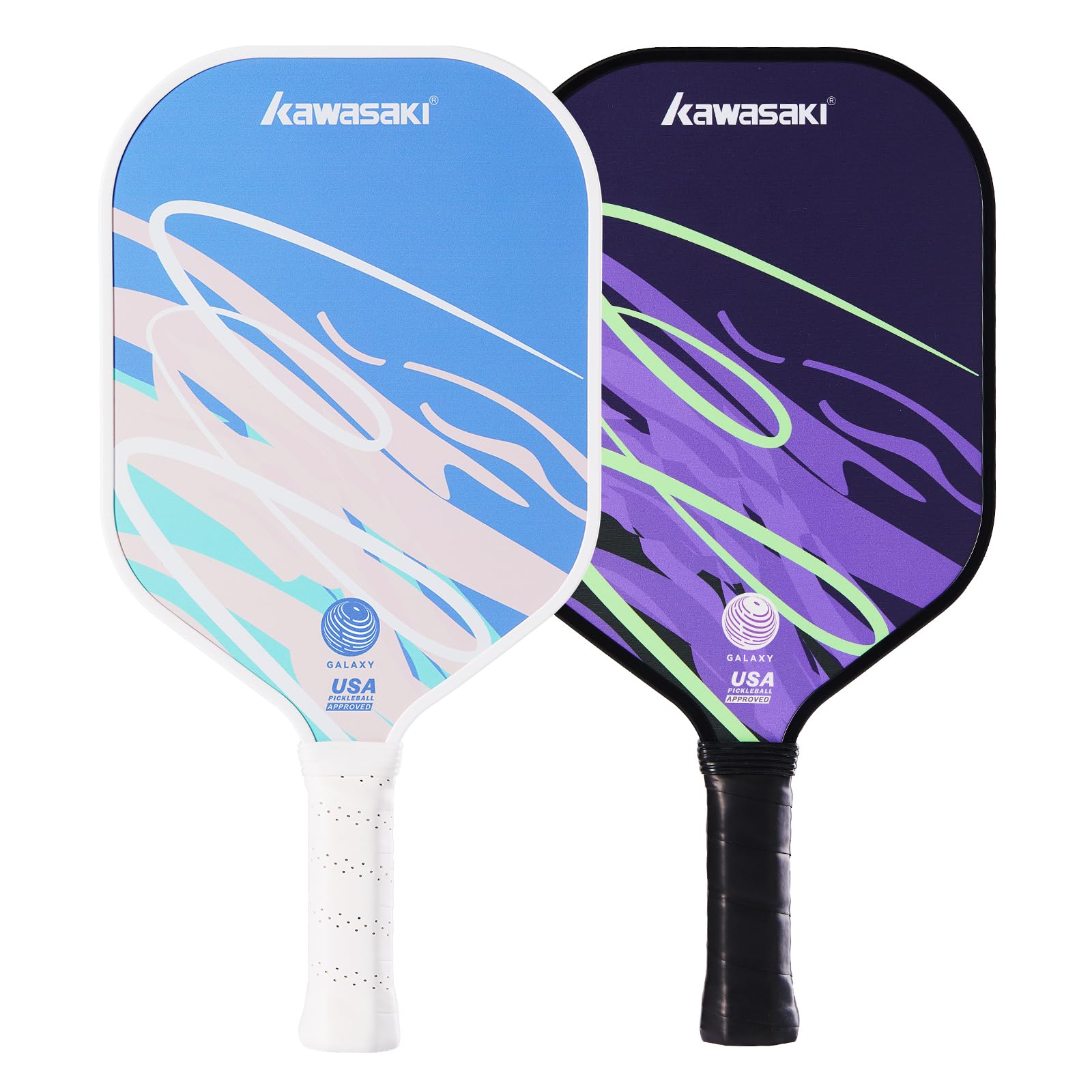 Pickleball Paddel, Kawasaki Paddle Schläger mit Ultra Leichtgewicht Fiberglas-Oberfläche, Polymer-Kern 15mm Pickle Ball Paddel für Anfänger und Freizeitspieler-Galaxy Serie