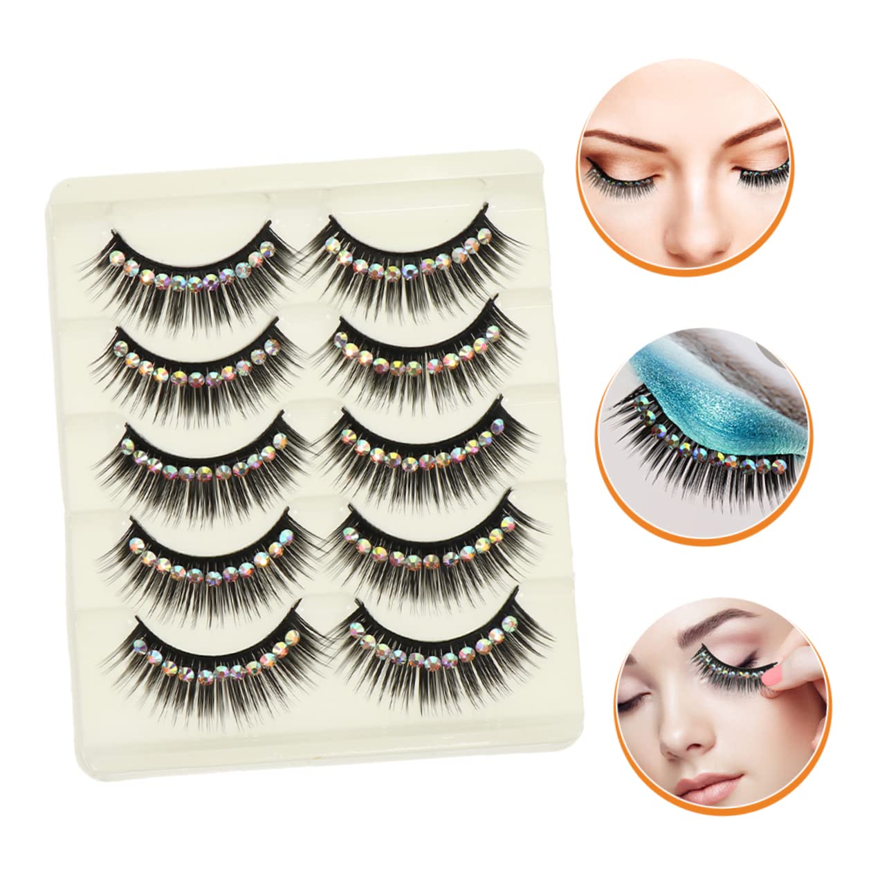 Didiseaon 4 Set Di Ciglia Finte Decorative Di Gemme Per Occasioni Look Rapido E Distintivo Per Le Donne 10 Paia*4
