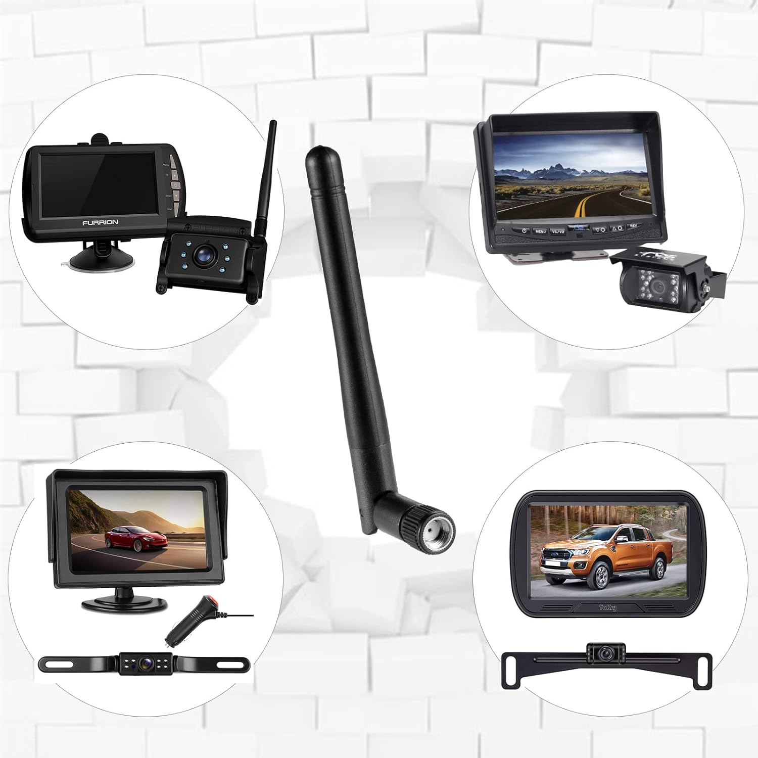 Various compatible RV backup cameras and monitors