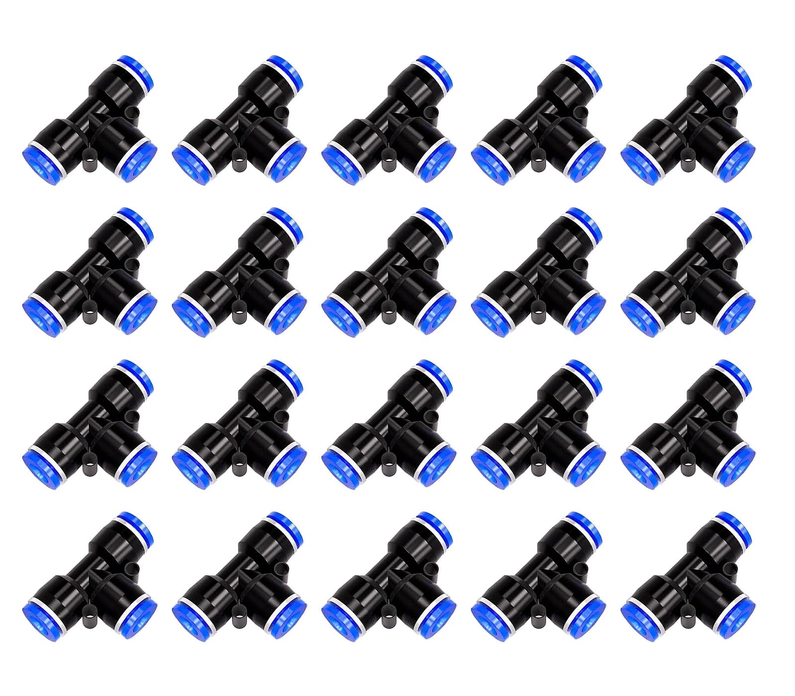 20 Pezzi Connettore Pneumatico 12mm T-Type Raccordi pneumatici Raccordi a Pressione Kit Raccordi Pneumatici 3 vie Connettore Push-in Raccordi Rapidi Aria Compressa (PE-12)