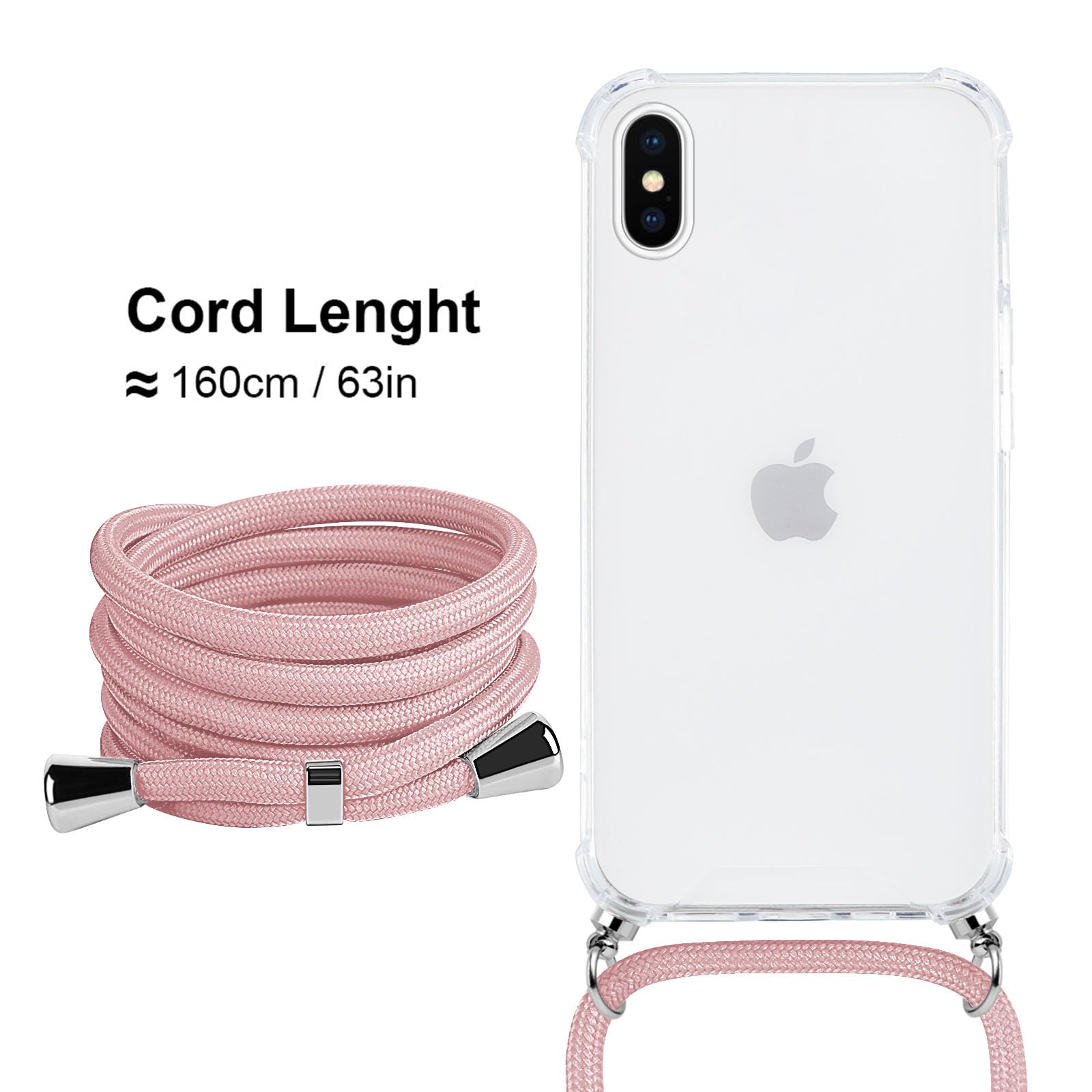 Xylota Coque IPhone 11 Pro Max Avec Cordon Réglable – Housse Laser Dégradé Rose, Protection Complète, Bord Surélevé, Charge Sans Fil