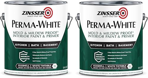 Miniatura 9 de Zinsser 2770 PERMA-WHITE - Pintura interior a prueba de moho y moho, 5 galones, color blanco cáscara de huevo