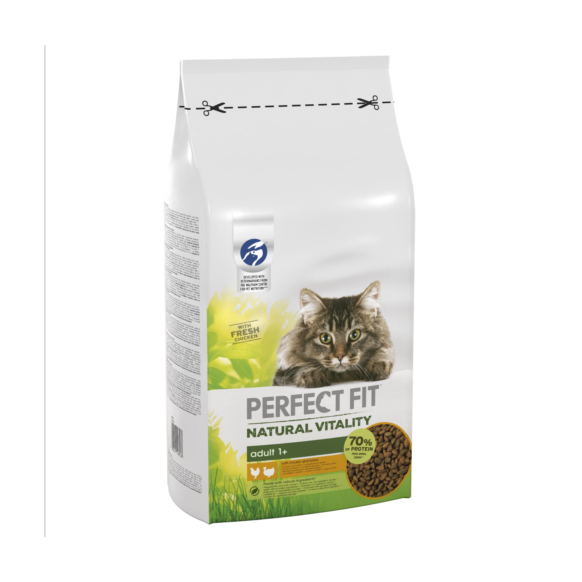 Natural Vitality Adult 1+ - Cibo secco per gatti adulti a partire da 1 anno - pollo e tacchino - Supporta la vitalità - 6 kg