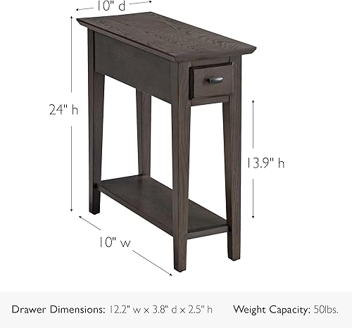 Miniatura 50 de Haven Ridge - Mesa auxiliar estrecha, mesa auxiliar de madera maciza con cajón y estante, color blanco granja, perfecta para salas de estar, blanco