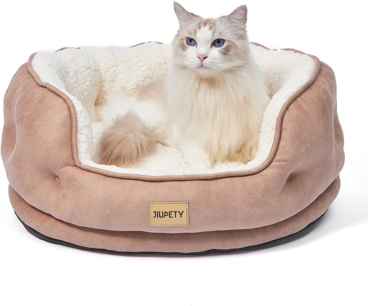 Jiupety Dog Beds for Small Medium Dogs,Washable Cat Beds for Indoor Cats,Small Dog Bed with Side for Puppy and Kitten,Large Soft Pet Bed All Seasons Fit for Orthopedic Dog Cat. L 25" Brown P