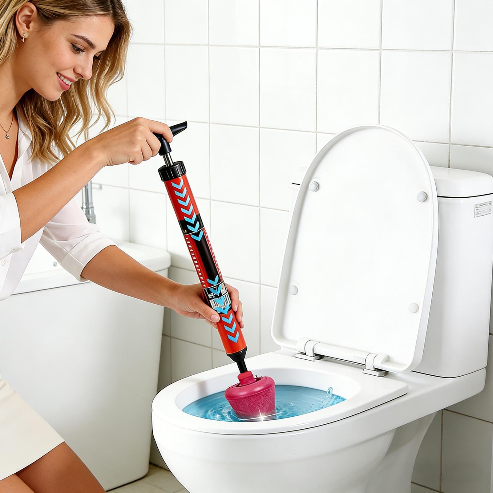 Déboucheur Toilette Poignée orientable à 180°, réutilisable et confortable